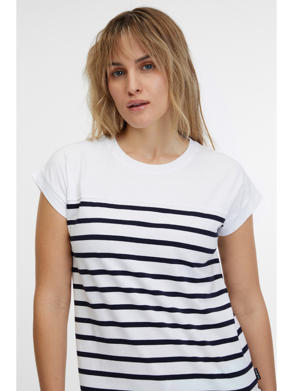 Sam 73 Bílé dámské pruhované tričko SAM 73 Mercedes