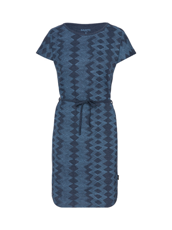 Sam 73 Tmavě modré dámské vzorované šaty se zavazováním SAM 73