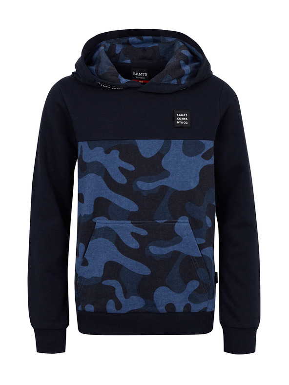 Sam 73 Tmavě modrá klučičí vzorovaná mikina s kapucí SAM 73 Danny