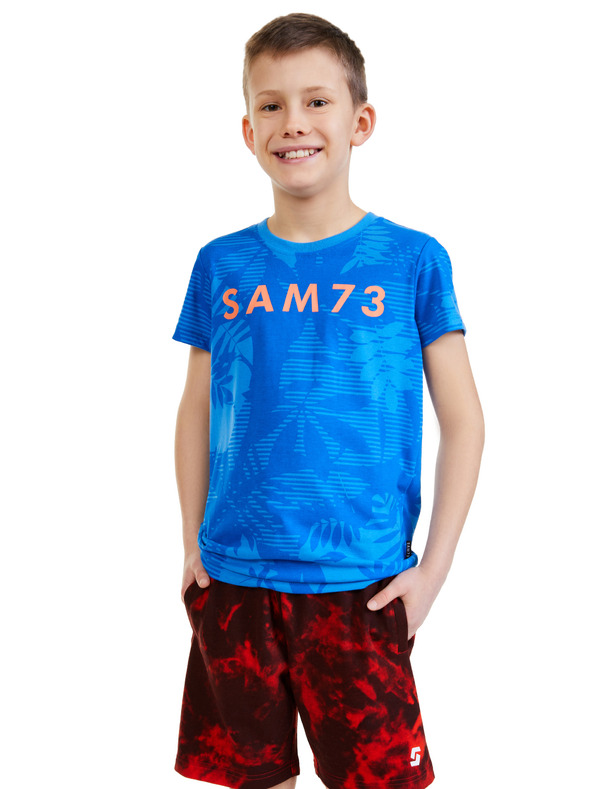 Sam 73 Modré chlapecké vzorované tričko SAM 73 Theodore