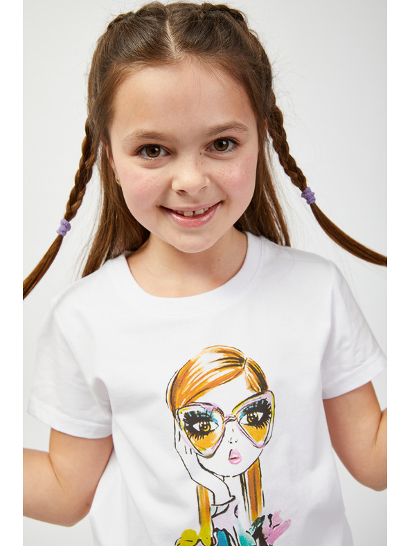 Sam 73 Bílé holčičí tričko s potiskem SAM73 Mora