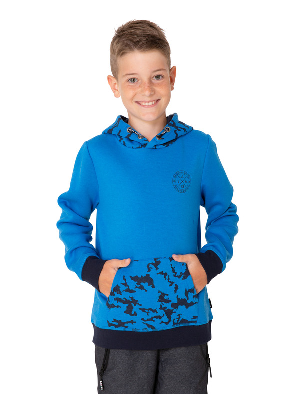 Sam 73 Modrá klučičí vzorovaná mikina s kapucí SAM 73 William