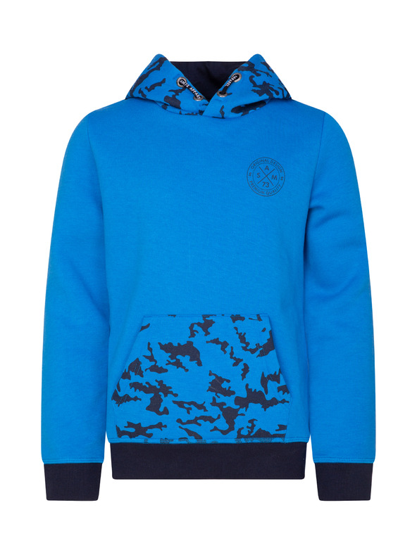 Sam 73 Modrá klučičí vzorovaná mikina s kapucí SAM 73 William