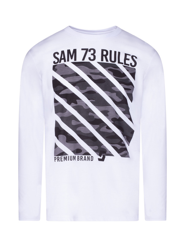 Sam 73 Bílé pánské tričko s potiskem SAM 73