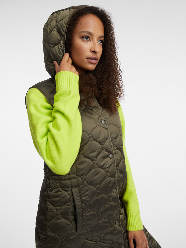 Orsay Khaki dámská dlouhá prošívaná vesta ORSAY