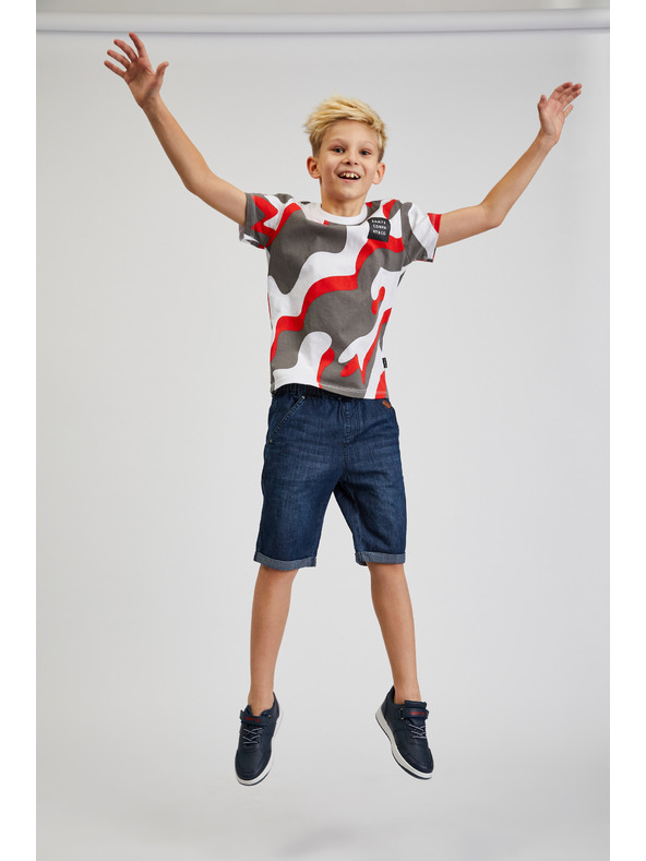 Sam 73 Šedo-červené klučičí vzorované tričko SAM 73 Oscar