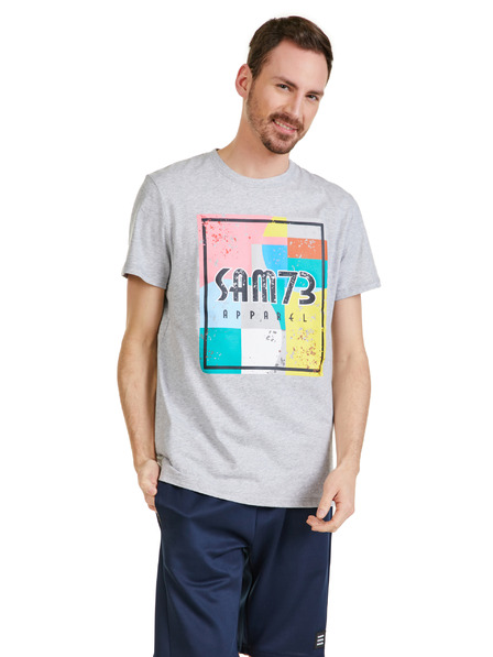 Sam 73 Šedé pánské žíhané tričko SAM 73 Elijah