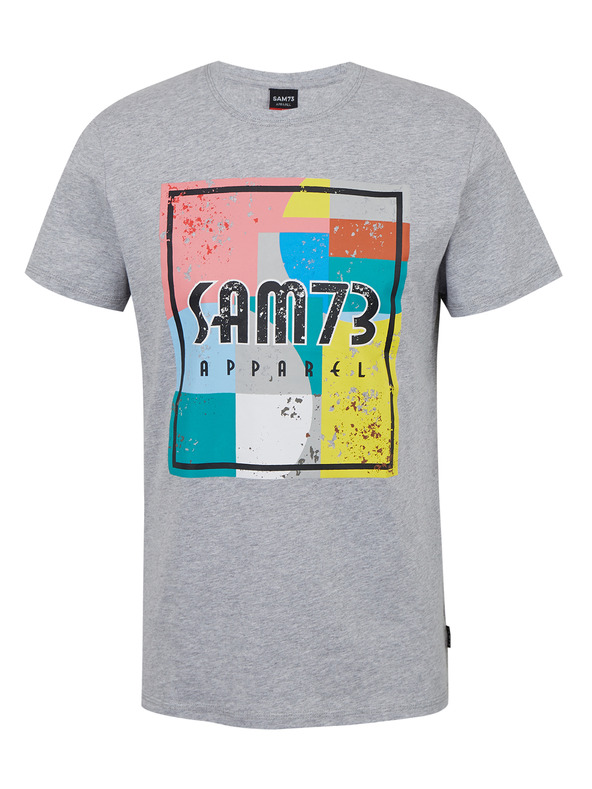 Sam 73 Šedé pánské žíhané tričko SAM 73 Elijah