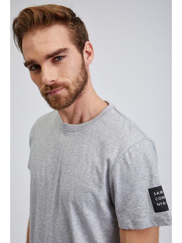 Sam 73 Světle šedé pánské žíhané tričko SAM 73 Freddie