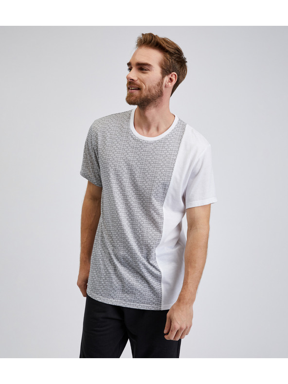 Sam 73 Světle šedé pánské vzorované tričko SAM 73 Paul