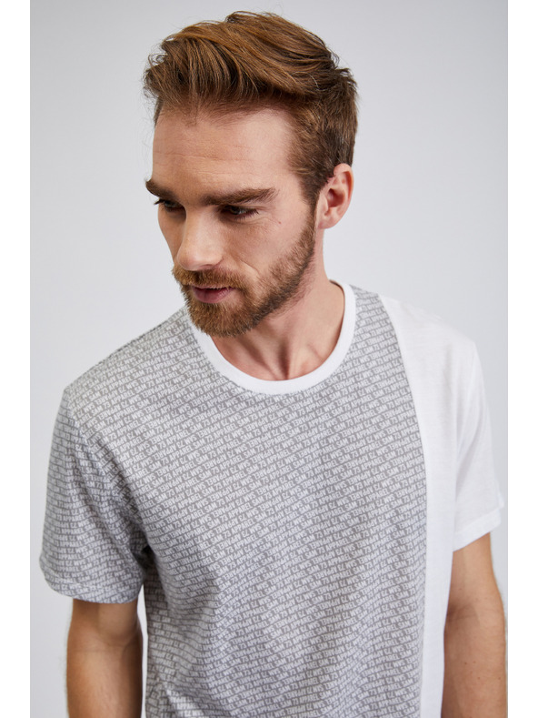 Sam 73 Světle šedé pánské vzorované tričko SAM 73 Paul