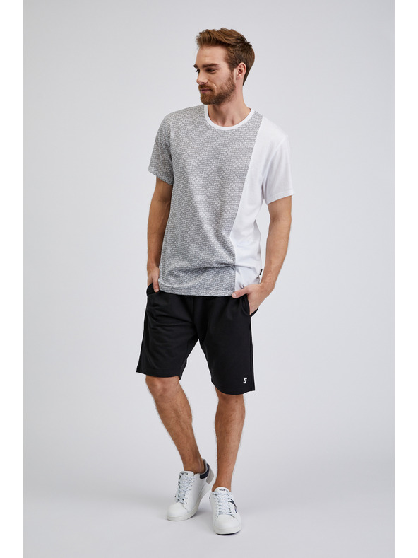 Sam 73 Světle šedé pánské vzorované tričko SAM 73 Paul