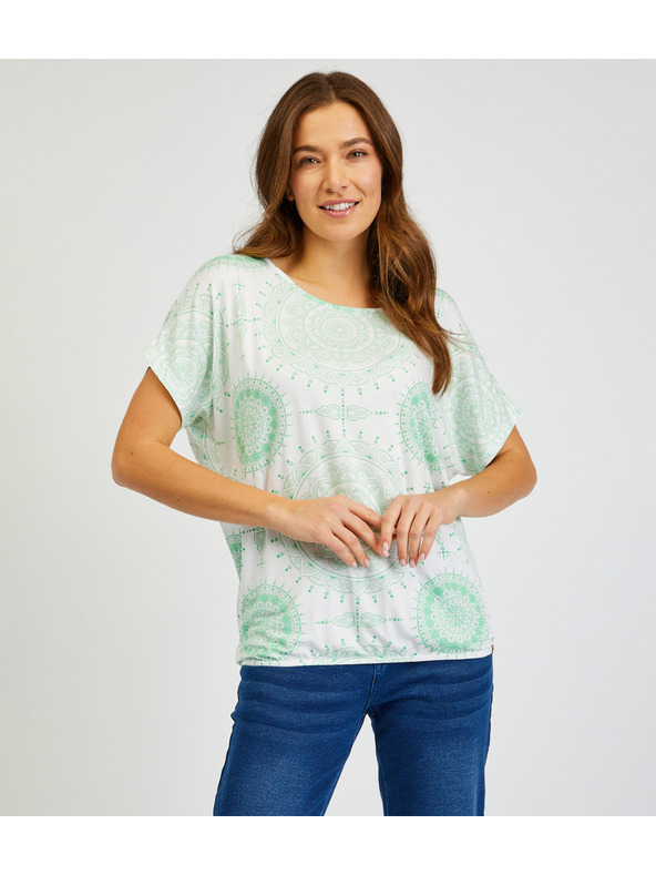 Sam 73 Bílo-zelené dámské tričko SAM73 Taurus