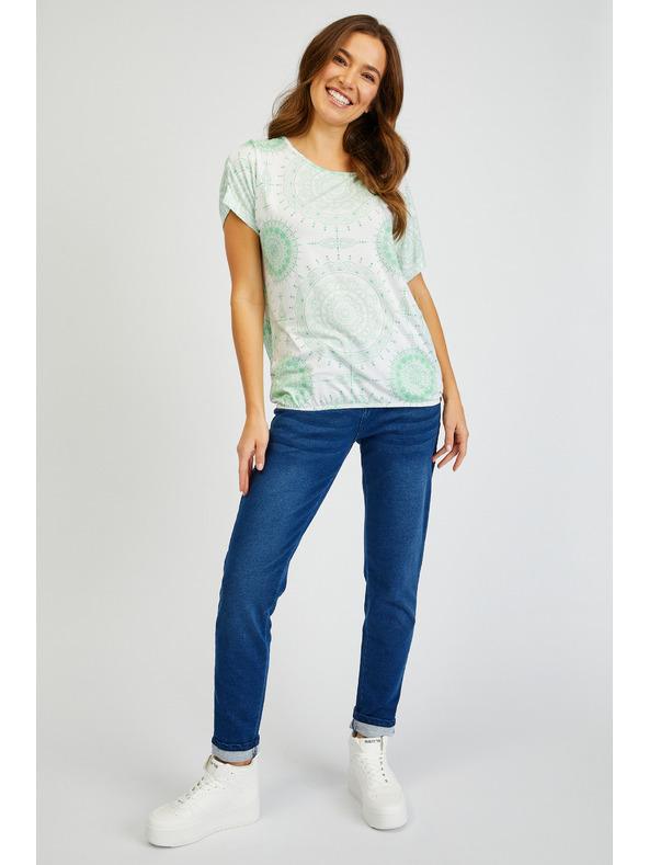 Sam 73 Bílo-zelené dámské tričko SAM73 Taurus