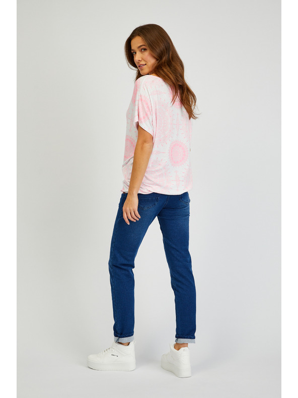 Sam 73 Bílo-růžové dámské vzorované tričko SAM73 Taurus