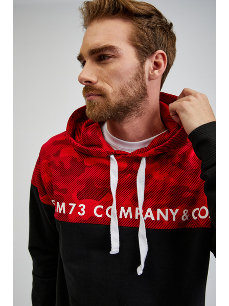 Sam 73 Červeno-černá pánská mikina s kapucí SAM73 Akvamarin