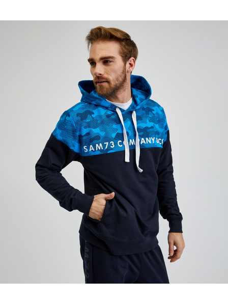 Sam 73 Modrá pánská mikina s kapucí SAM73 Akvamarin