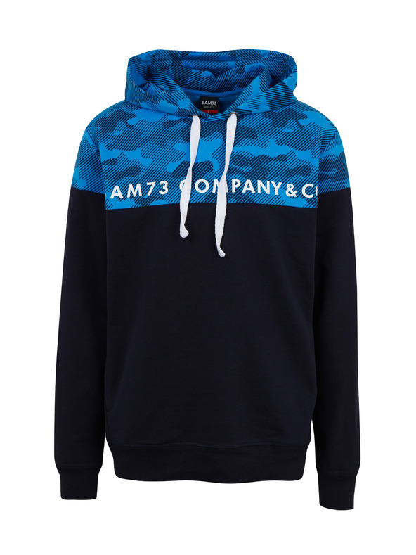 Sam 73 Modrá pánská mikina s kapucí SAM73 Akvamarin
