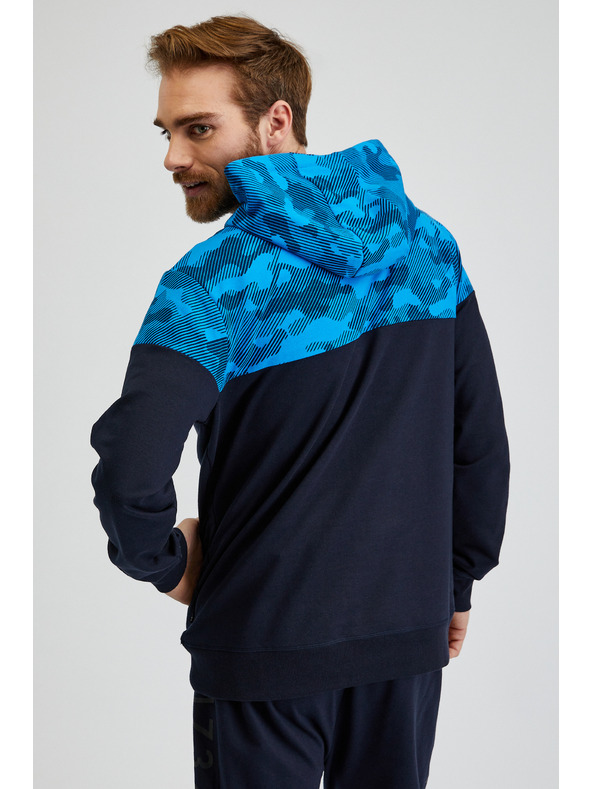 Sam 73 Modrá pánská mikina s kapucí SAM73 Akvamarin