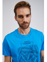 Sam 73 Modré pánské bavlněné tričko s potiskem SAM73 Almandit
