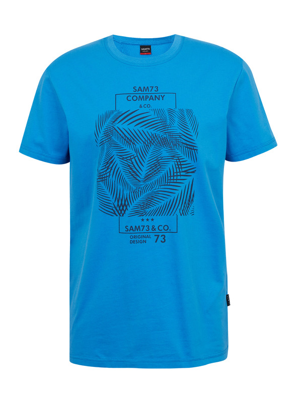 Sam 73 Modré pánské bavlněné tričko s potiskem SAM73 Almandit