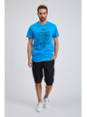 Sam 73 Modré pánské bavlněné tričko s potiskem SAM73 Almandit