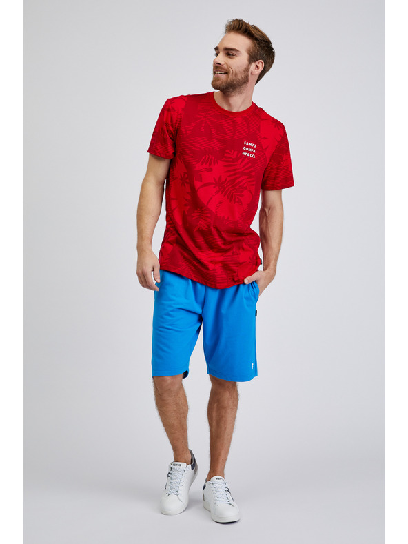 Sam 73 Červené pánské vzorované tričko SAM73 Sculptor