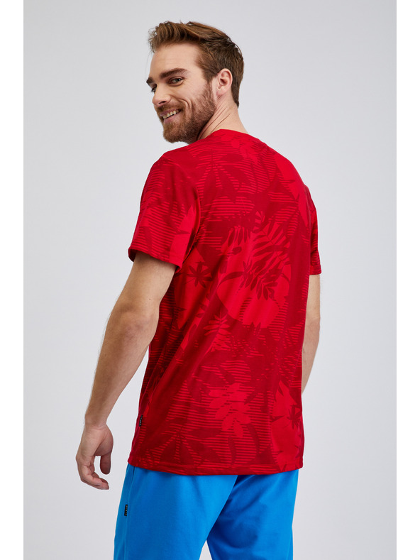 Sam 73 Červené pánské vzorované tričko SAM73 Sculptor