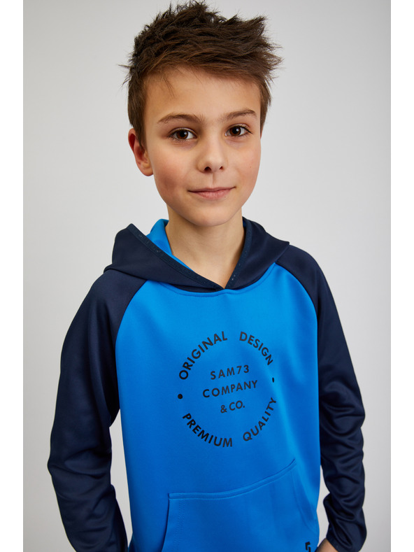 Sam 73 Modrá klučičí mikina s kapucí SAM73 Draco