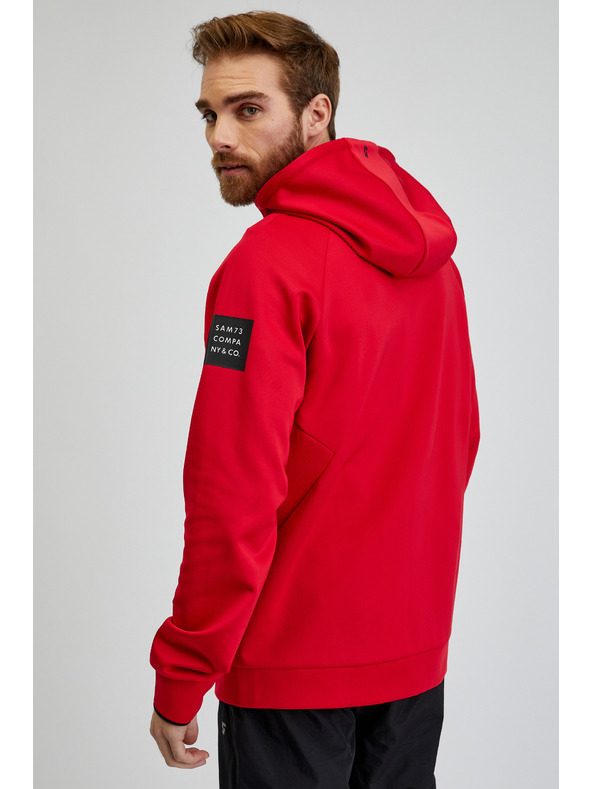Sam 73 Červená pánská mikina na zip s kapucí SAM73 Beryl