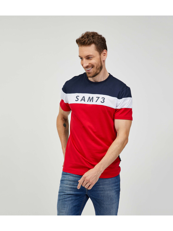 Sam 73 Modro-červené pánské tričko SAM 73 Kavix