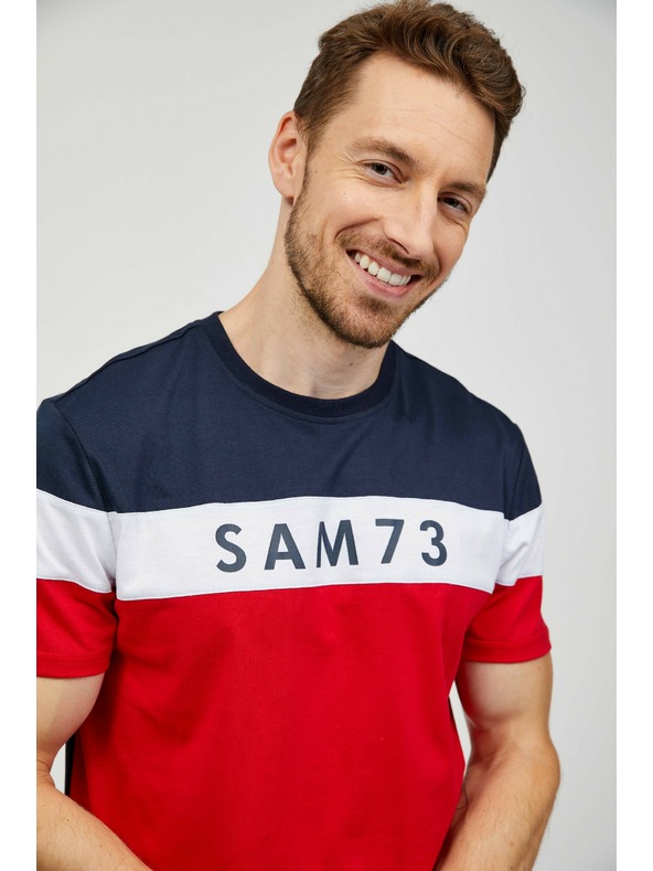 Sam 73 Modro-červené pánské tričko SAM 73 Kavix