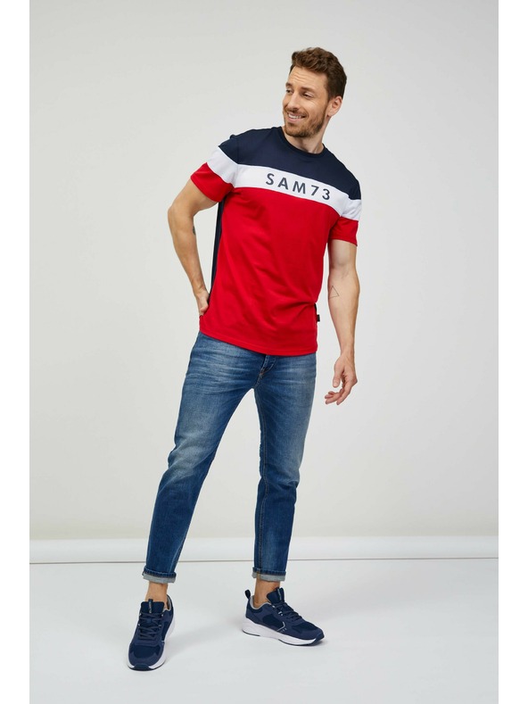 Sam 73 Modro-červené pánské tričko SAM 73 Kavix