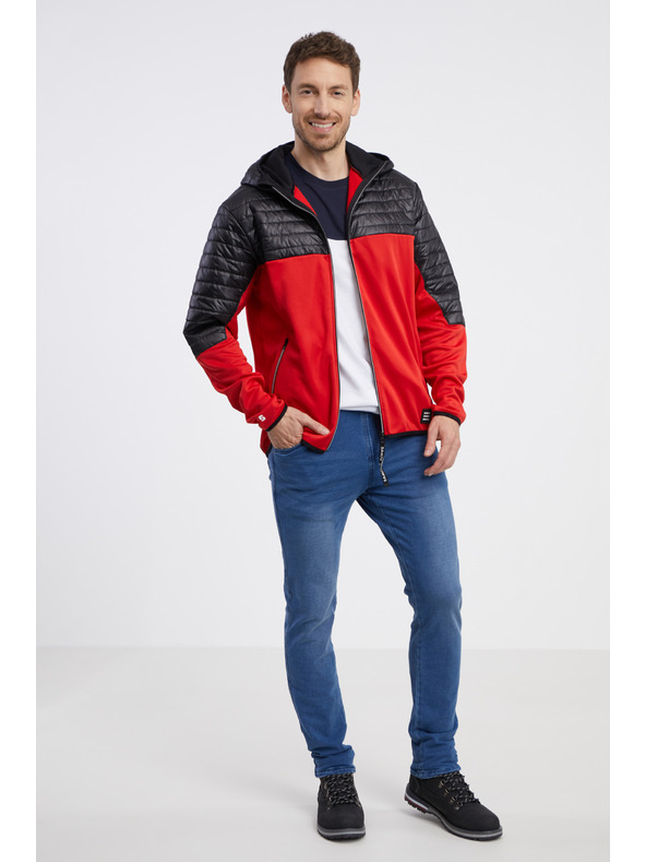 Sam 73 Černo-červená pánská lehká prošívaná bunda SAM 73 Vader