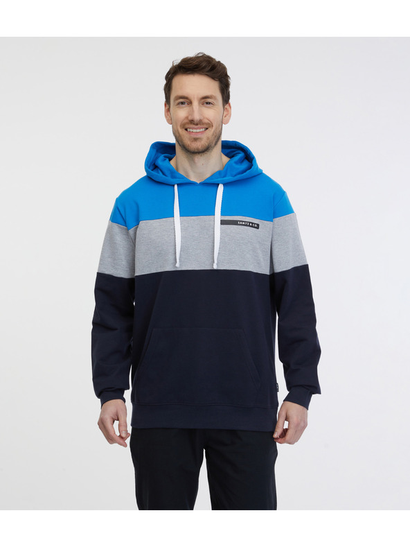 Sam 73 Modro-černá pánská mikina s kapucí SAM 73 Gerado