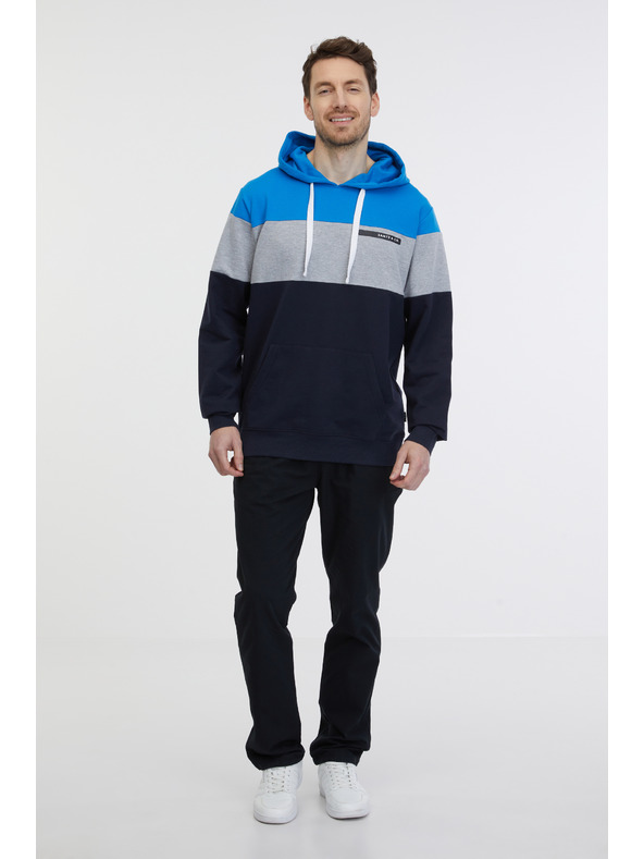 Sam 73 Modro-černá pánská mikina s kapucí SAM 73 Gerado