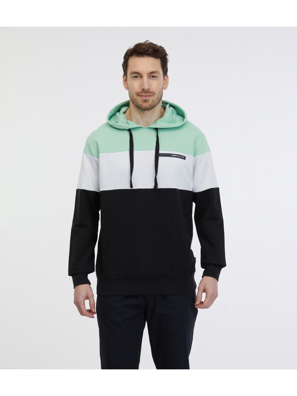 Sam 73 Zeleno-černá pánská mikina s kapucí SAM 73 Gerado