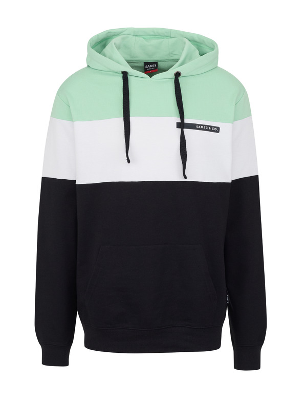 Sam 73 Zeleno-černá pánská mikina s kapucí SAM 73 Gerado