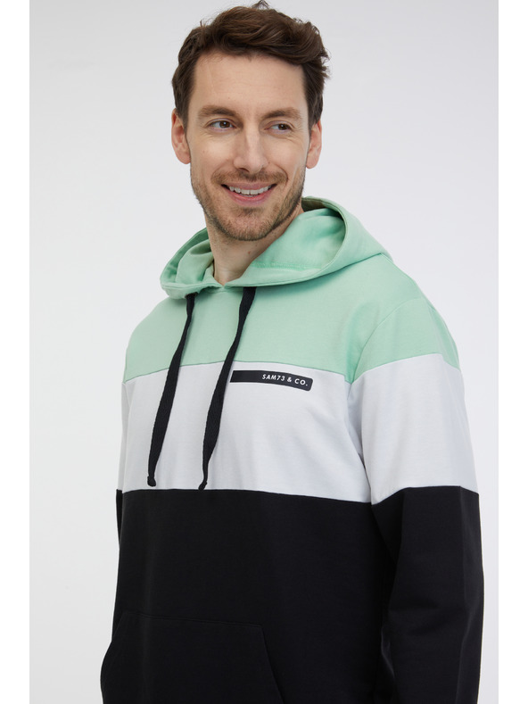 Sam 73 Zeleno-černá pánská mikina s kapucí SAM 73 Gerado