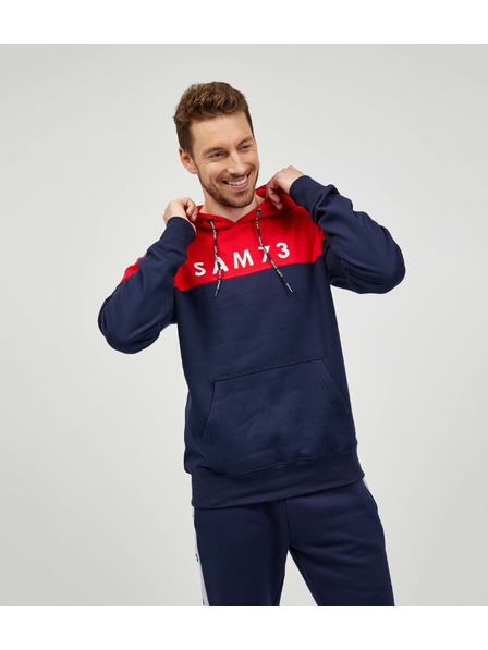 Sam 73 Červeno-modrá pánská mikina s kapucí SAM 73 Eldos