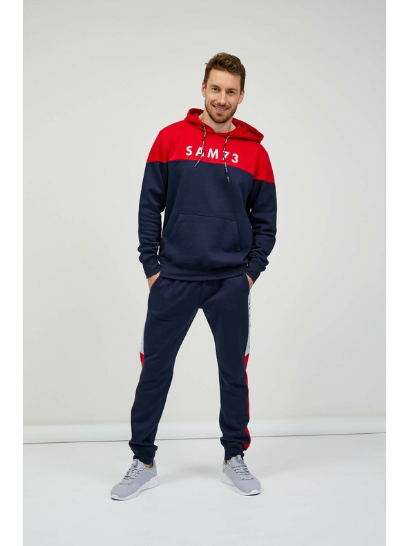 Sam 73 Červeno-modrá pánská mikina s kapucí SAM 73 Eldos