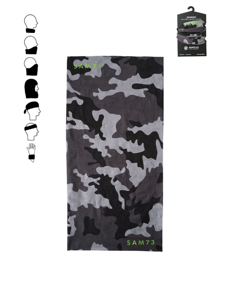 Sam 73 Šedý vzorovaný multifunkční šátek SAM 73