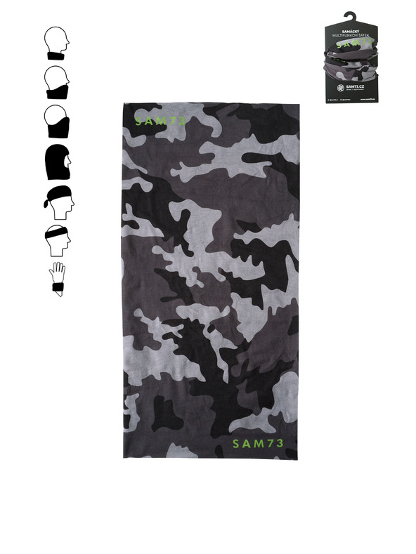 Sam 73 Šedý vzorovaný multifunkční šátek SAM 73