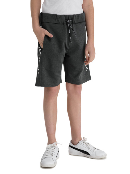 Sam 73 Tmavě šedé klučičí kraťasy s lampasem SAM 73