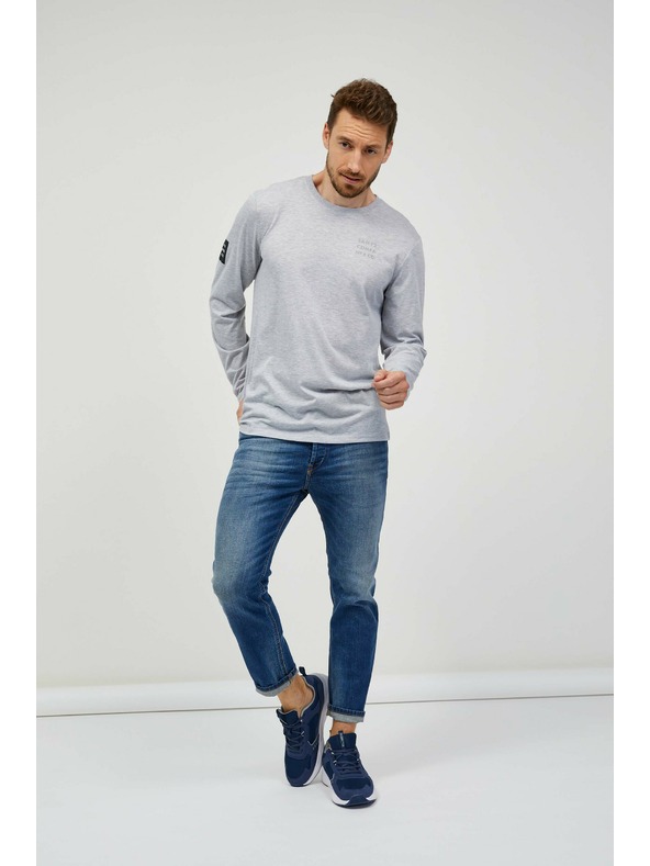 Sam 73 Světle šedé pánské žíhané tričko Sam 73