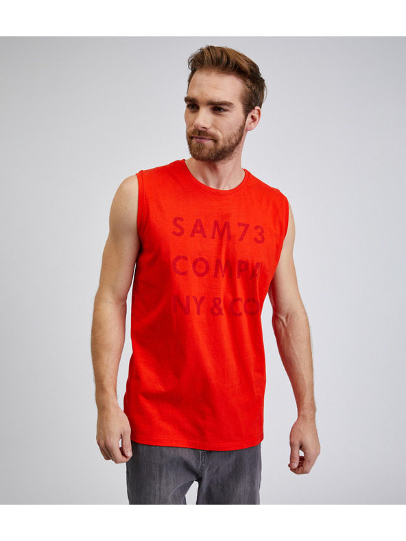 Sam 73 Červené pánské tílko s nápisem SAM 73 Edgar
