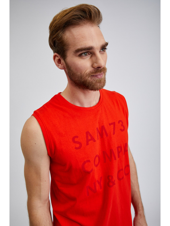 Sam 73 Červené pánské tílko s nápisem SAM 73 Edgar