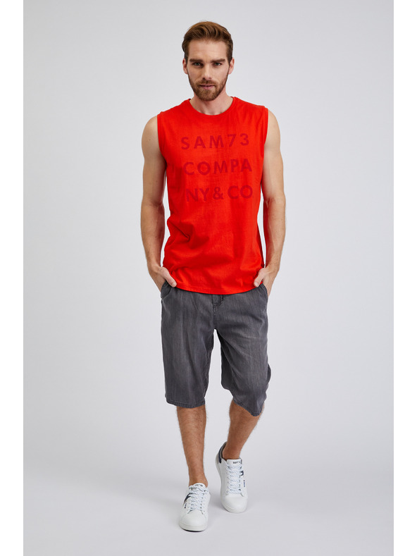 Sam 73 Červené pánské tílko s nápisem SAM 73 Edgar