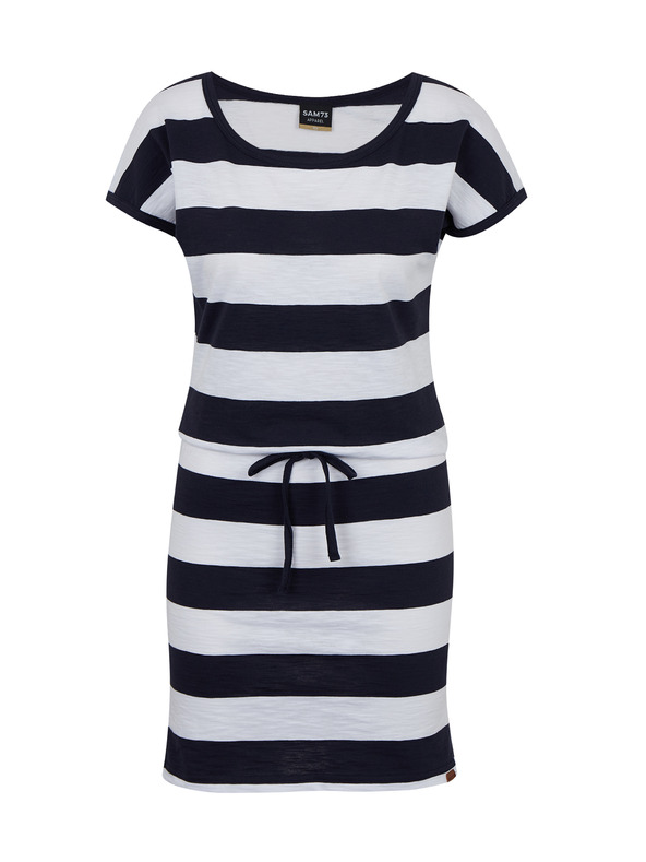Sam 73 Bílo-modré dámské pruhované krátké šaty SAM 73 Matilda