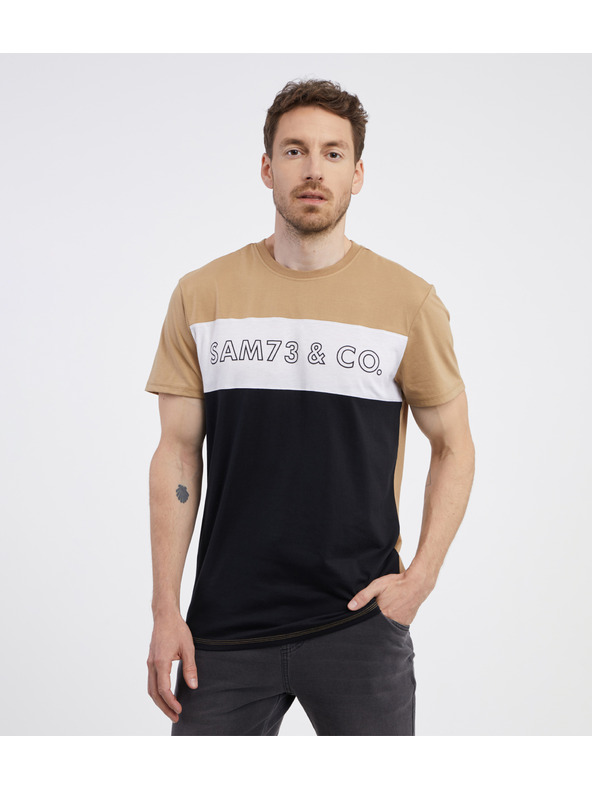 Sam 73 Černo-hnědé pánské tričko SAM 73 Seamus